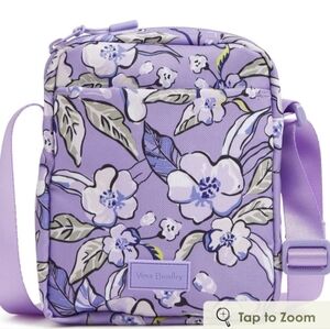 New Vera Bradley Lavender Wild Roses Floral Hipster/Crossbody Bag #132